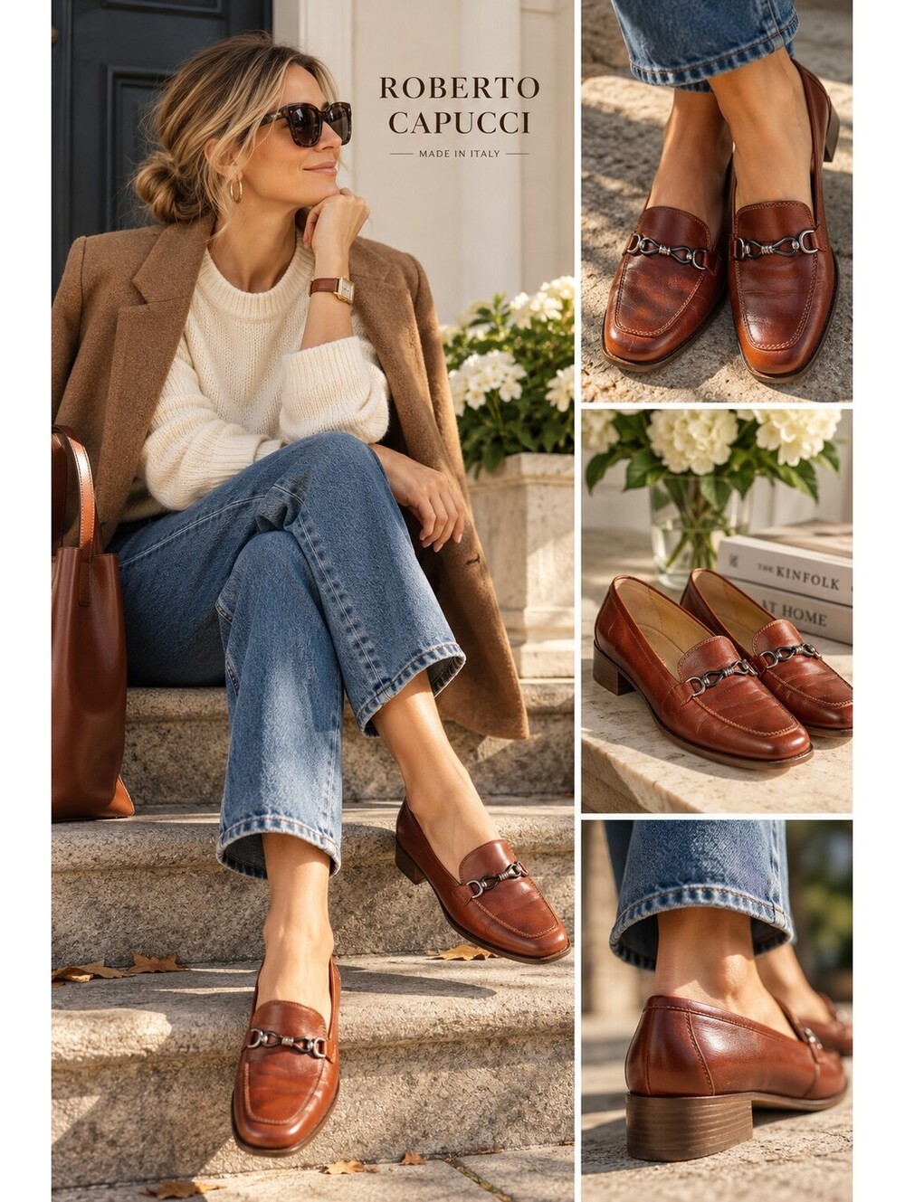 Roberto Capucci Leather Horsebit Loafers Made in Italy Size 10B
